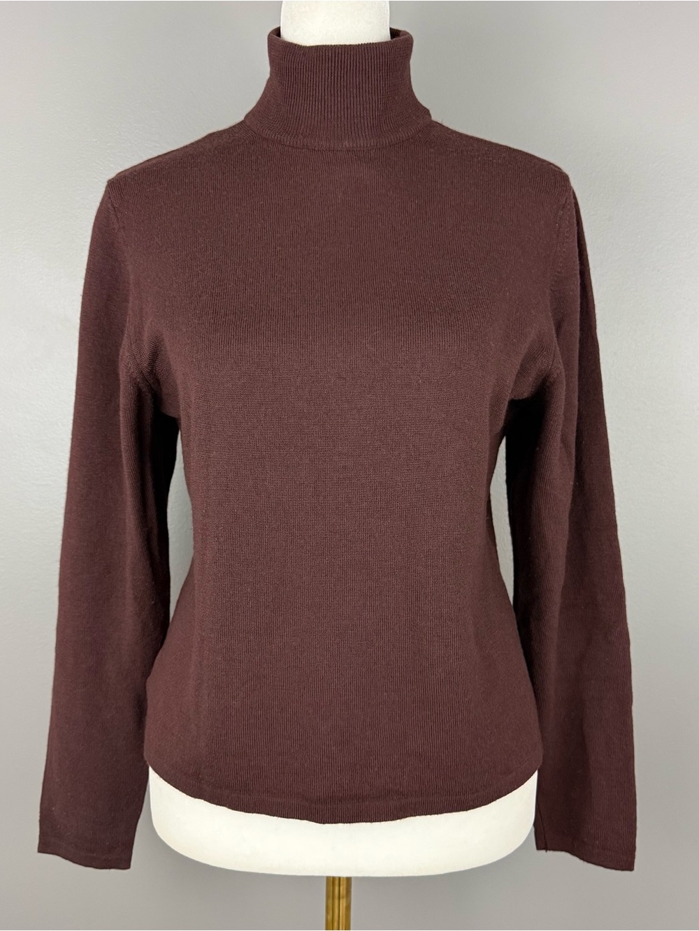 Vintage Henri Bendel Extra Fine Merino Wool Mock Neck Sweater Italy M Brown